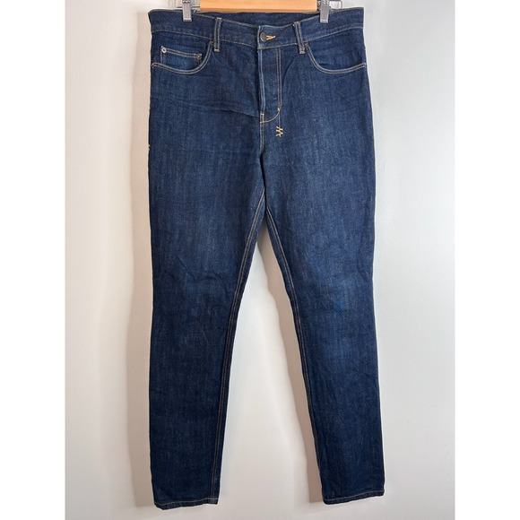Ksubi Chitch Slim Tapered Jeans Raw Indigo Dark Wash Mens 32x32 Button Fly Y2K